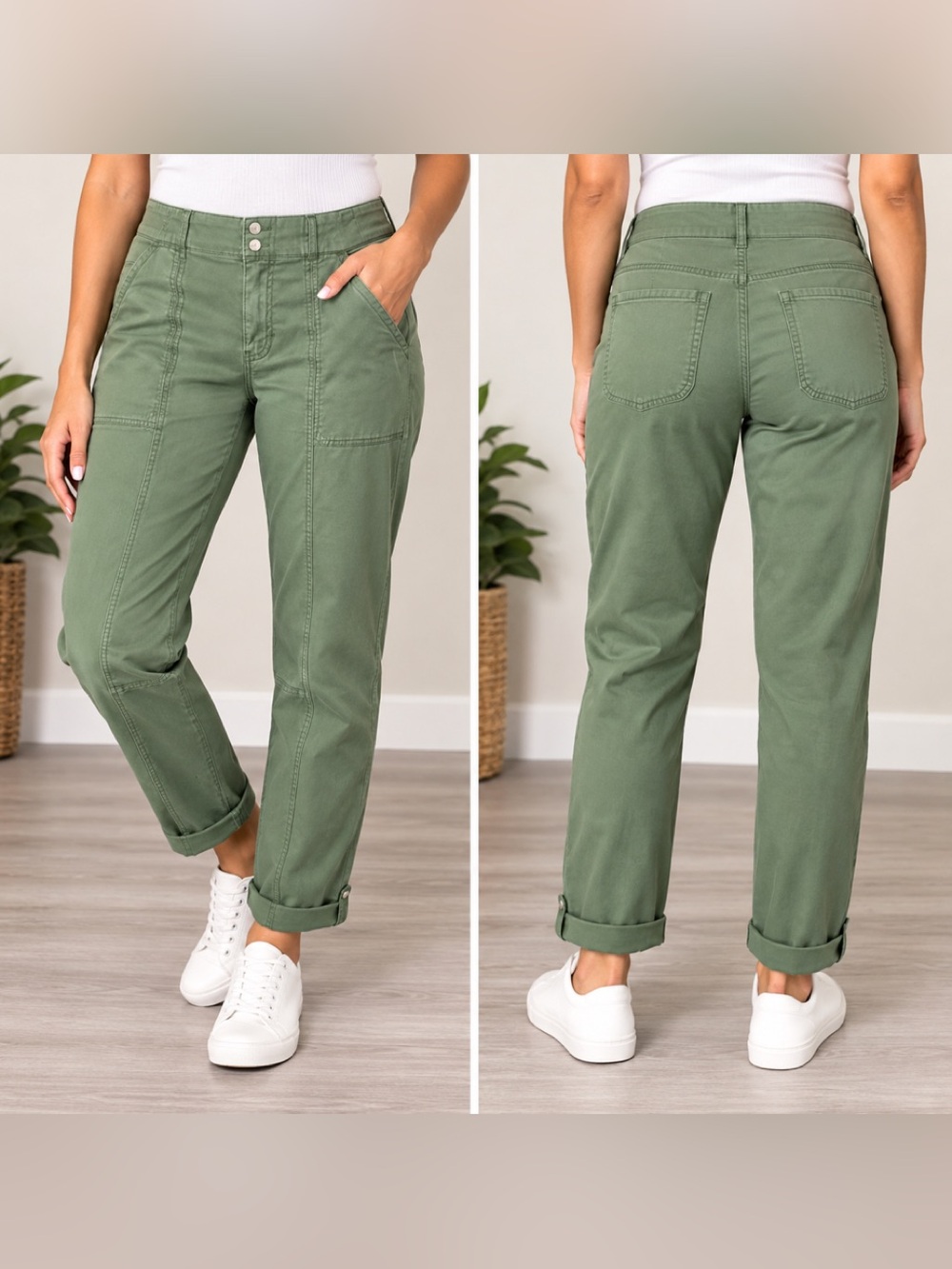 White House Black Market Olive Utility Ankle Jeans (0058)